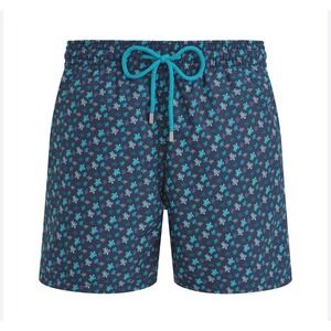 Vilebrequin Boys Jim Micro Ronde Des Tortues Rainbow Turtle Swim Trunks Navy 10Y